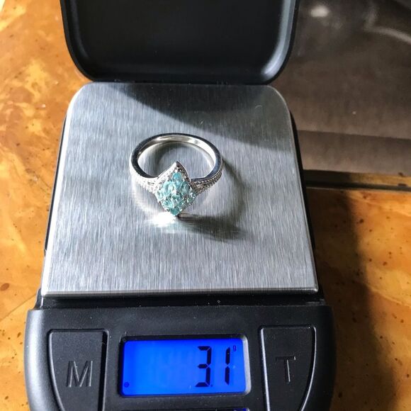 Natural Blue Apatite Sterling Silver Ring Size 9 - Picture 9 of 9